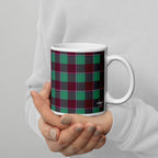 Ocean Green and Mulberry Wood Plaid Ceramic Mug - Scottish Squares