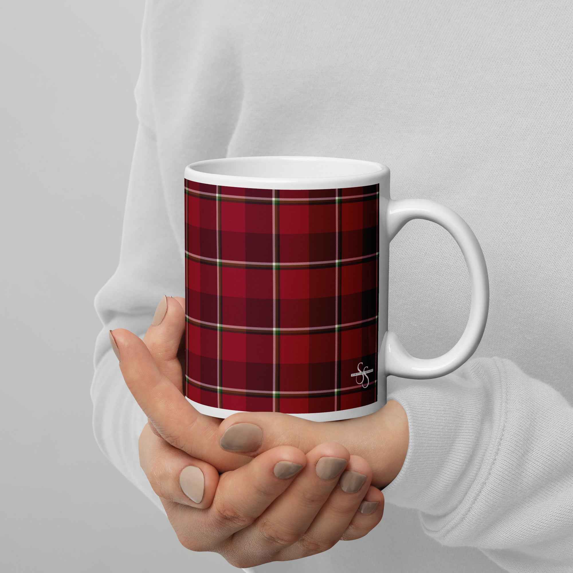 Old Brick and Cab Sav Plaid Ceramic Mug - Scottish Squares