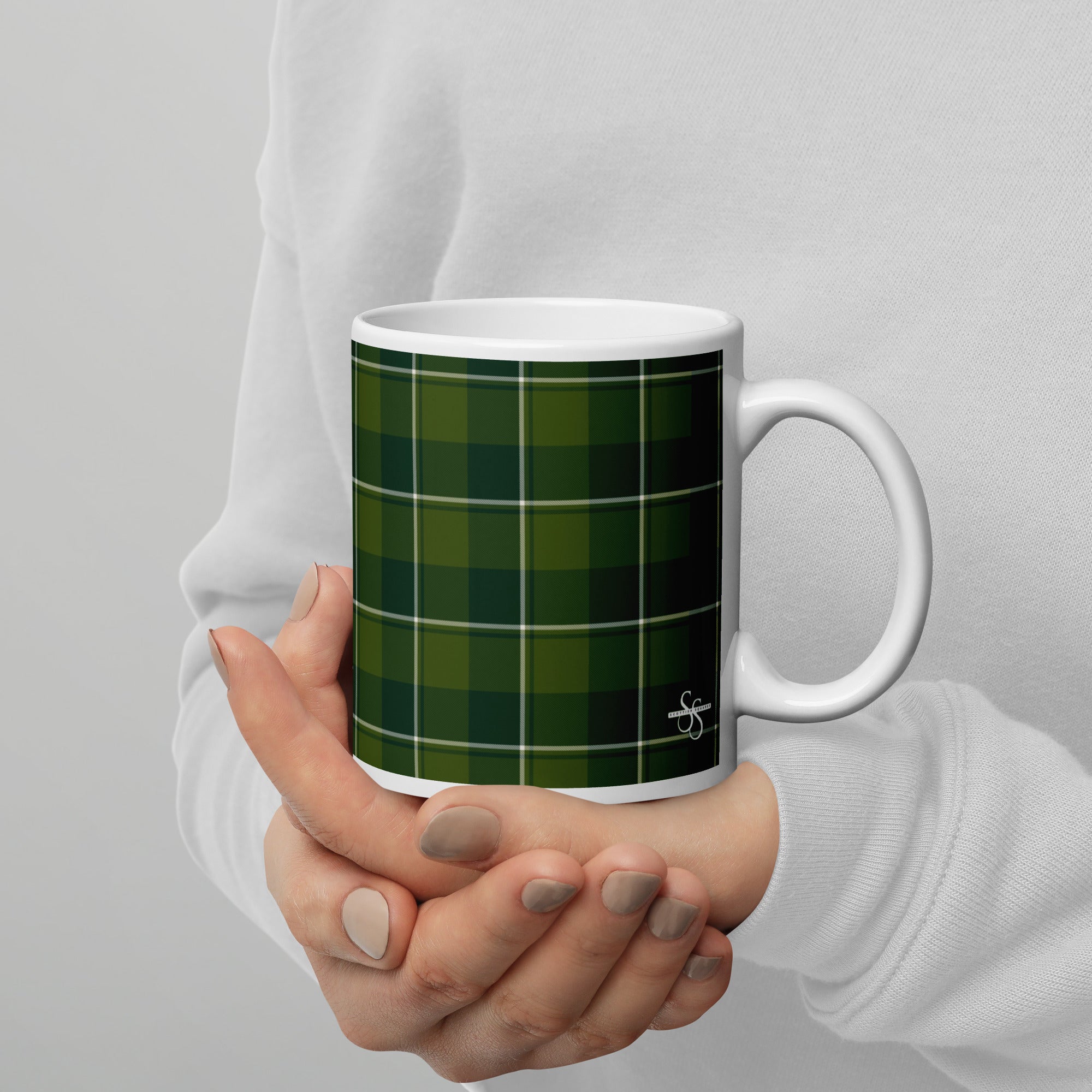 Woodland and Evergreen Plaid Ceramic Mug - Scottish Squares