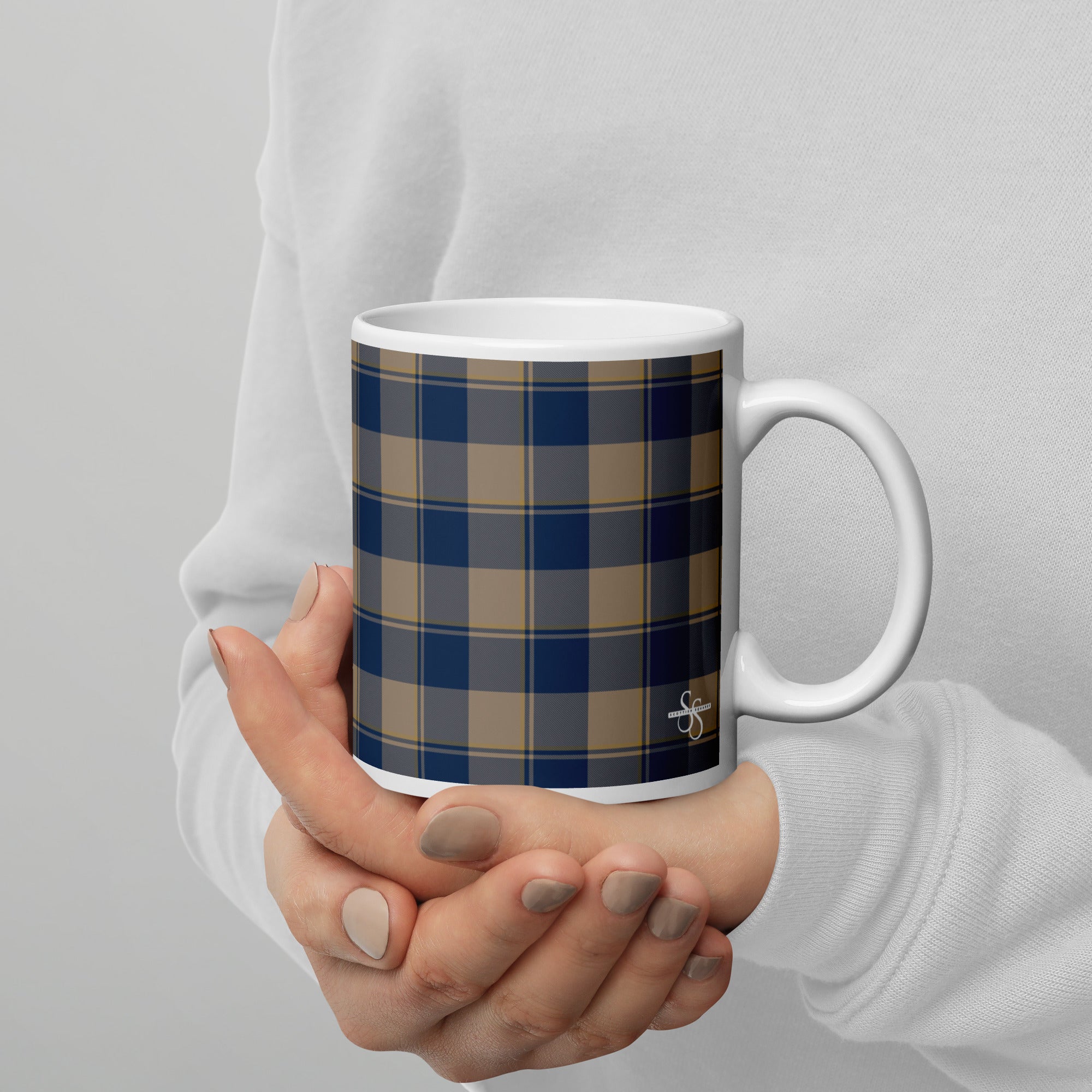 Cello and Donkey Brown Plaid Ceramic Mug - Scottish Squares