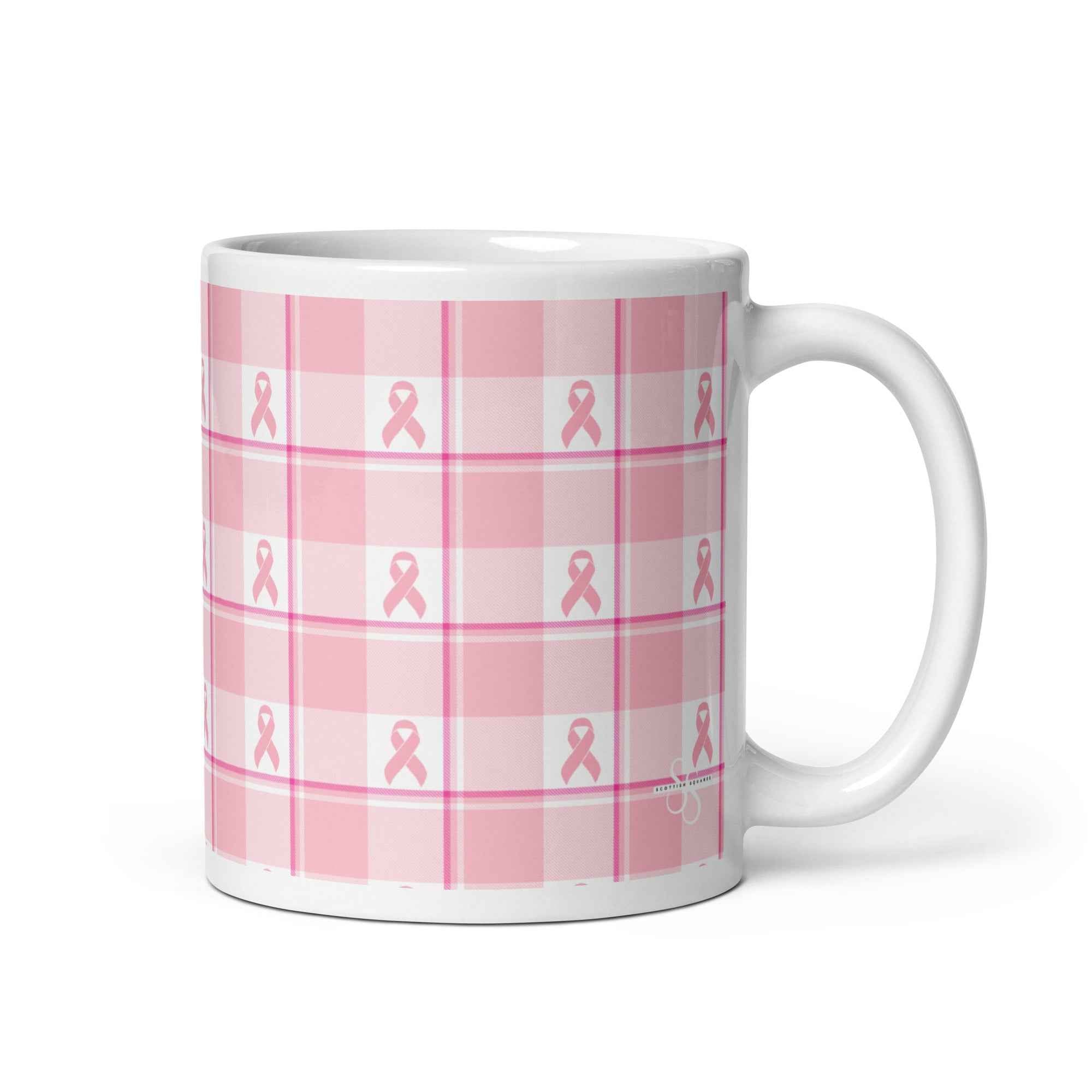 Ceramic Mug Breast Cancer Awareness Plaid - Scottish Squares