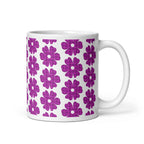 Ceramic Mug Flower Shape Plaid Pink Purple