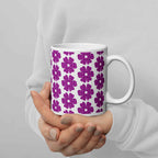 Ceramic Mug Flower Shape Plaid Pink Purple
