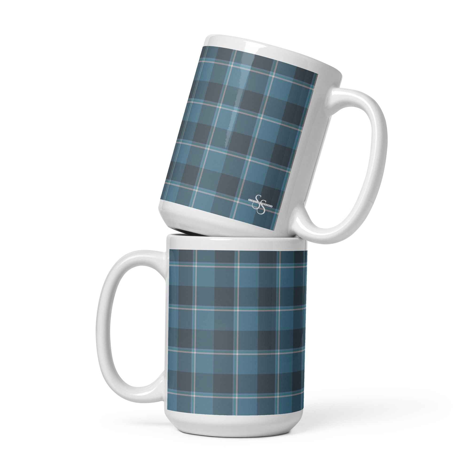 Hoki and Shuttle Gray Plaid Ceramic Mug - Scottish Squares