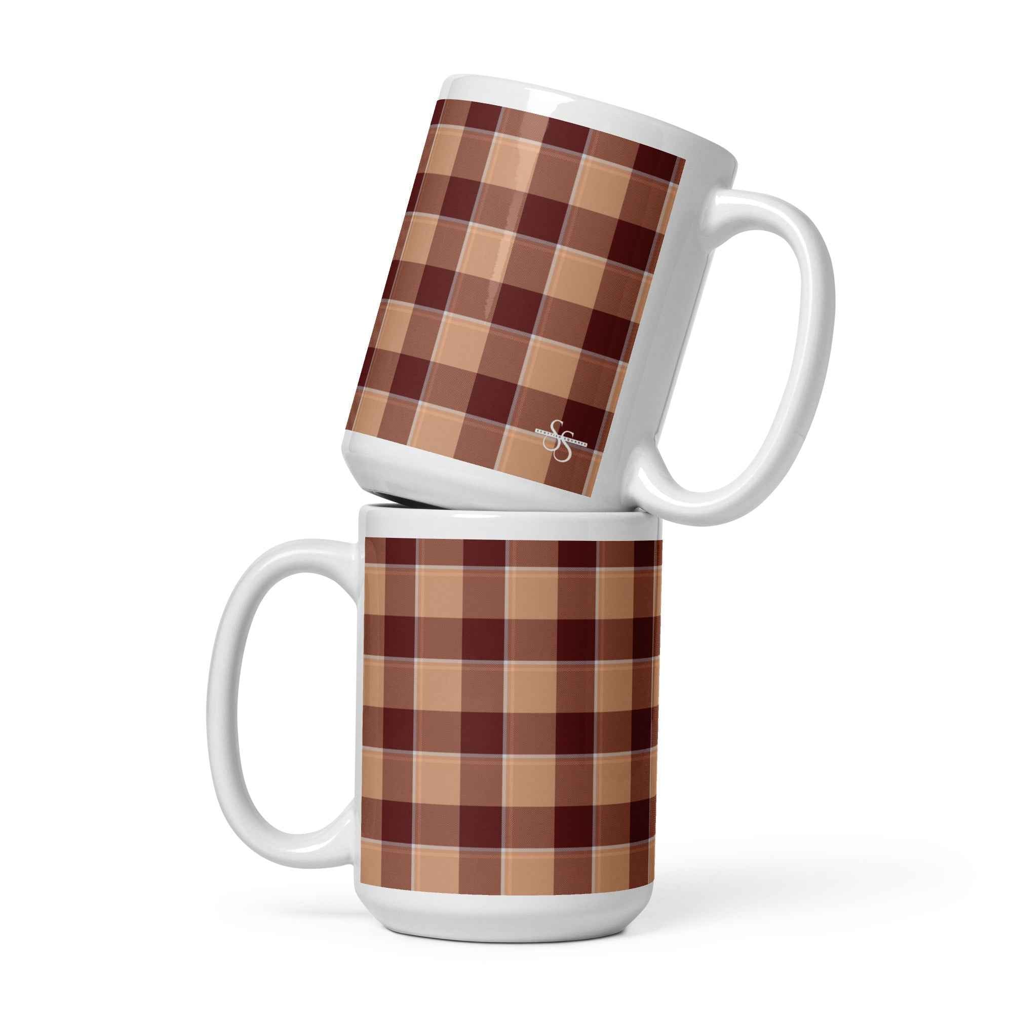 Whiskey and Livid Brown Plaid Ceramic Mug - Scottish Squares
