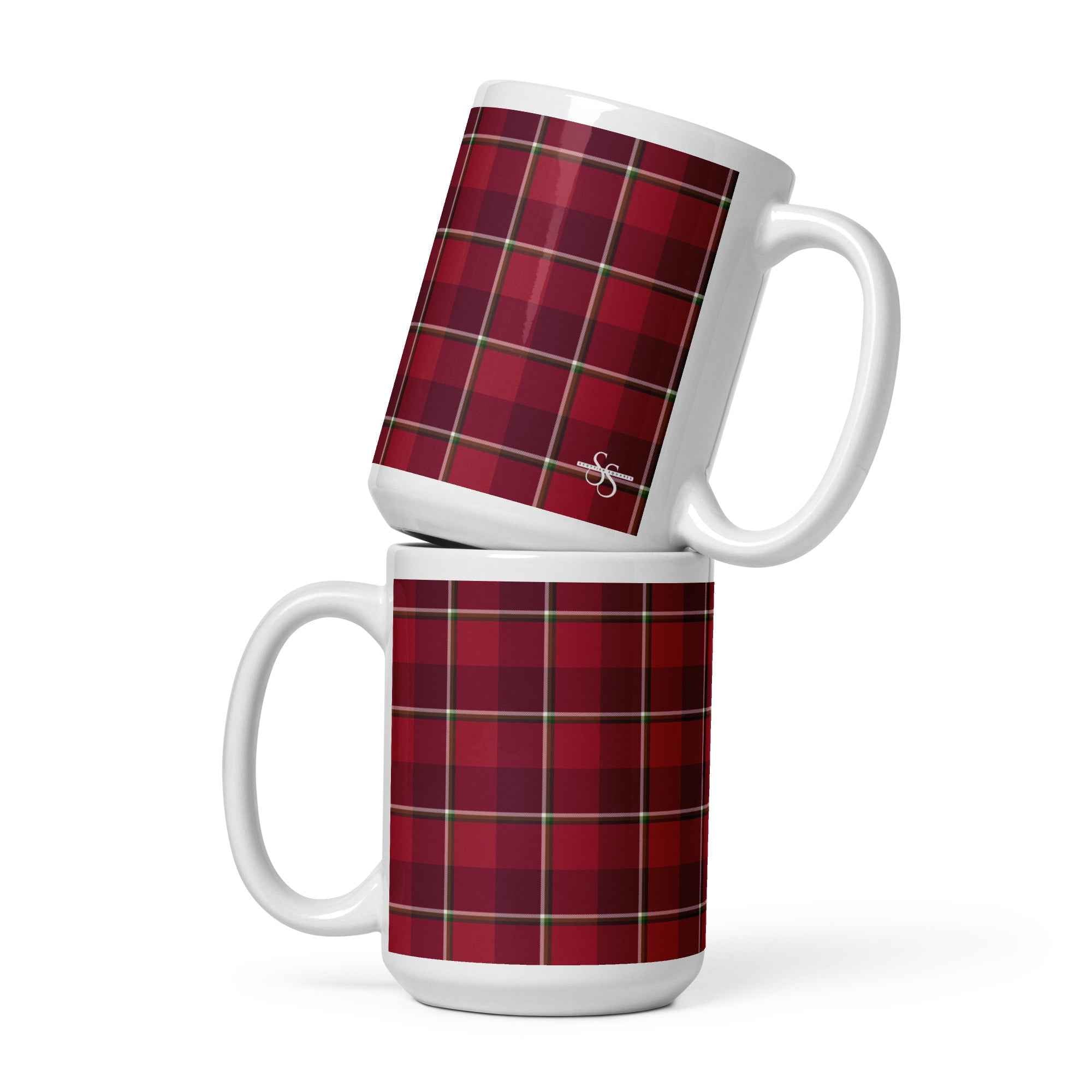 Old Brick and Cab Sav Plaid Ceramic Mug - Scottish Squares