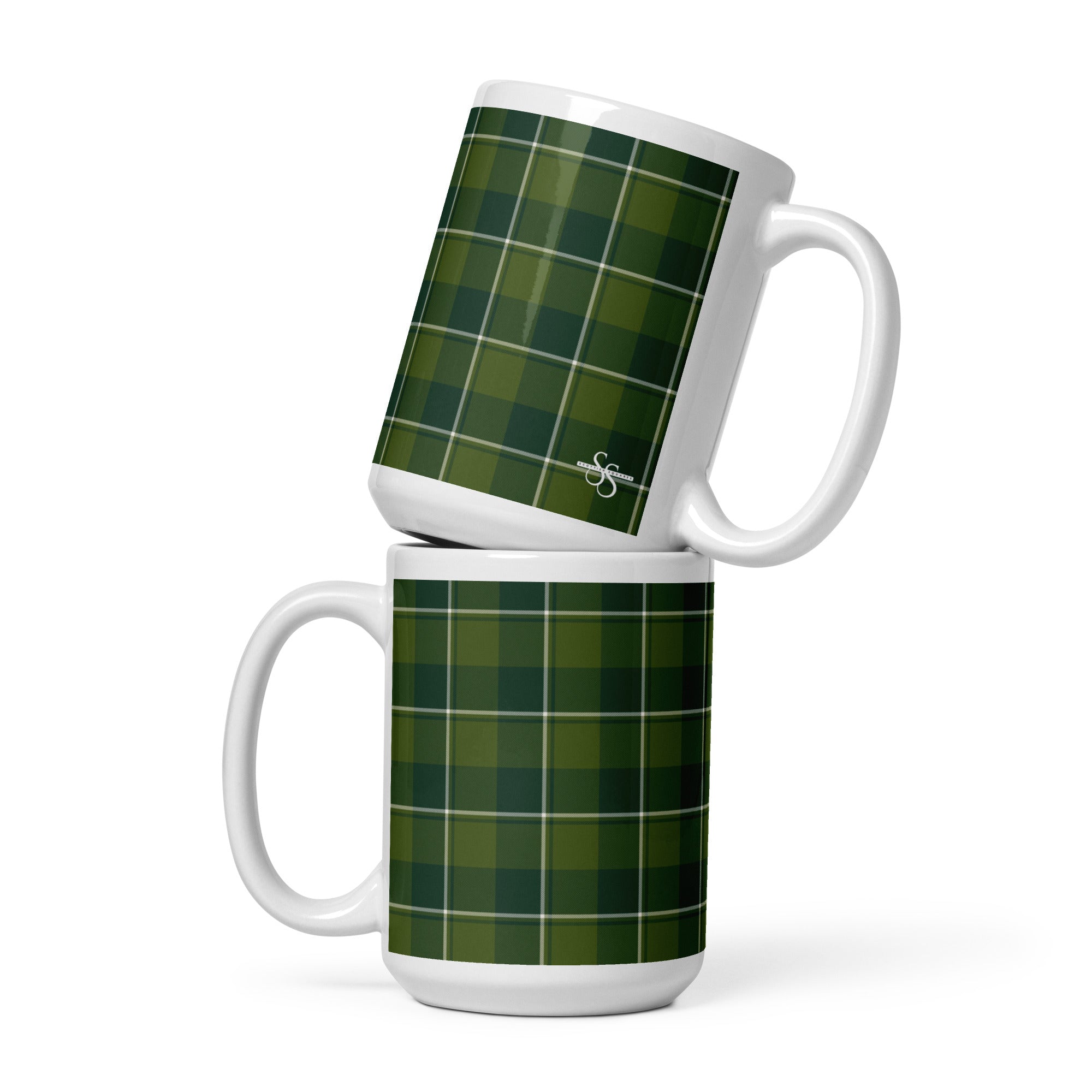 Woodland and Evergreen Plaid Ceramic Mug - Scottish Squares