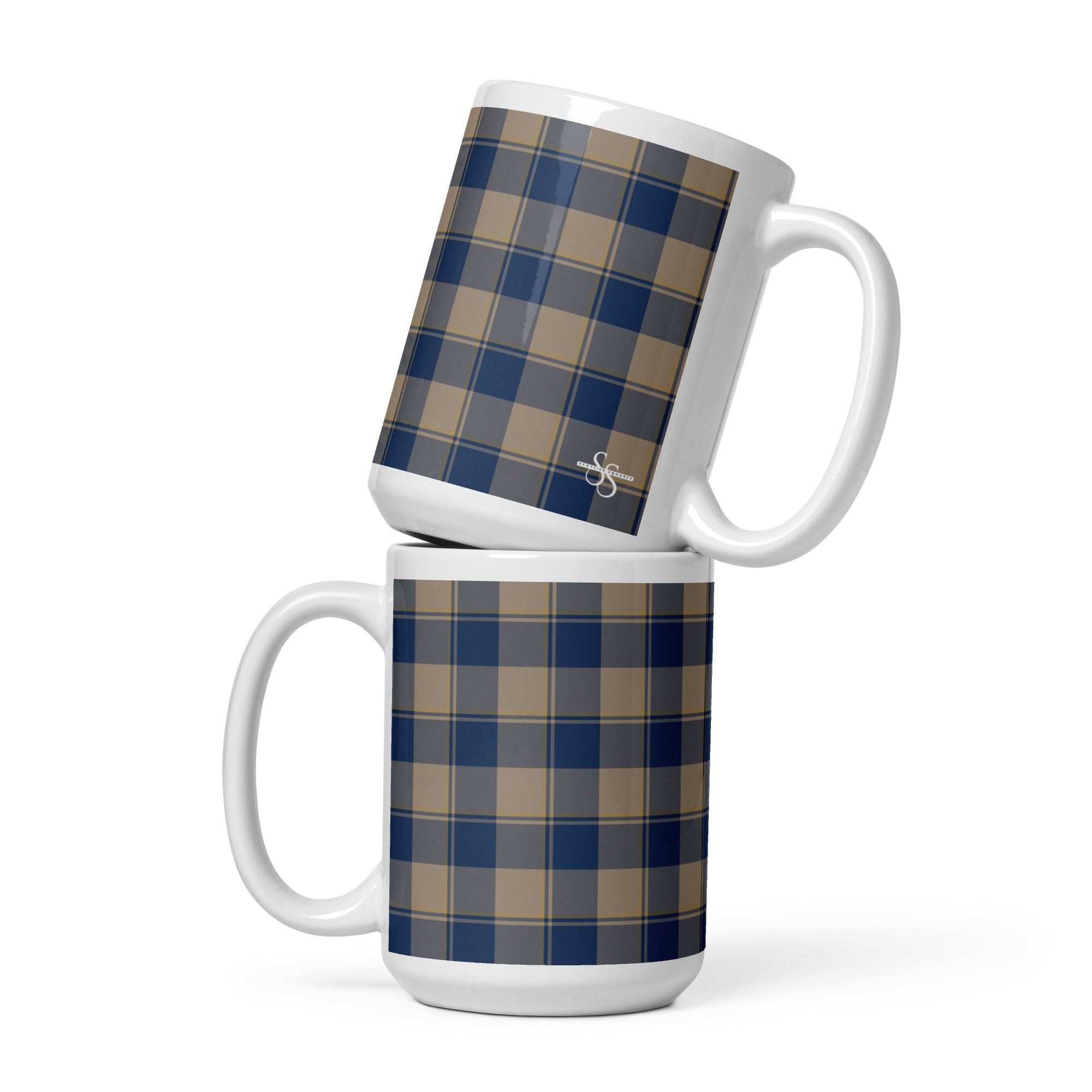 Cello and Donkey Brown Plaid Ceramic Mug - Scottish Squares