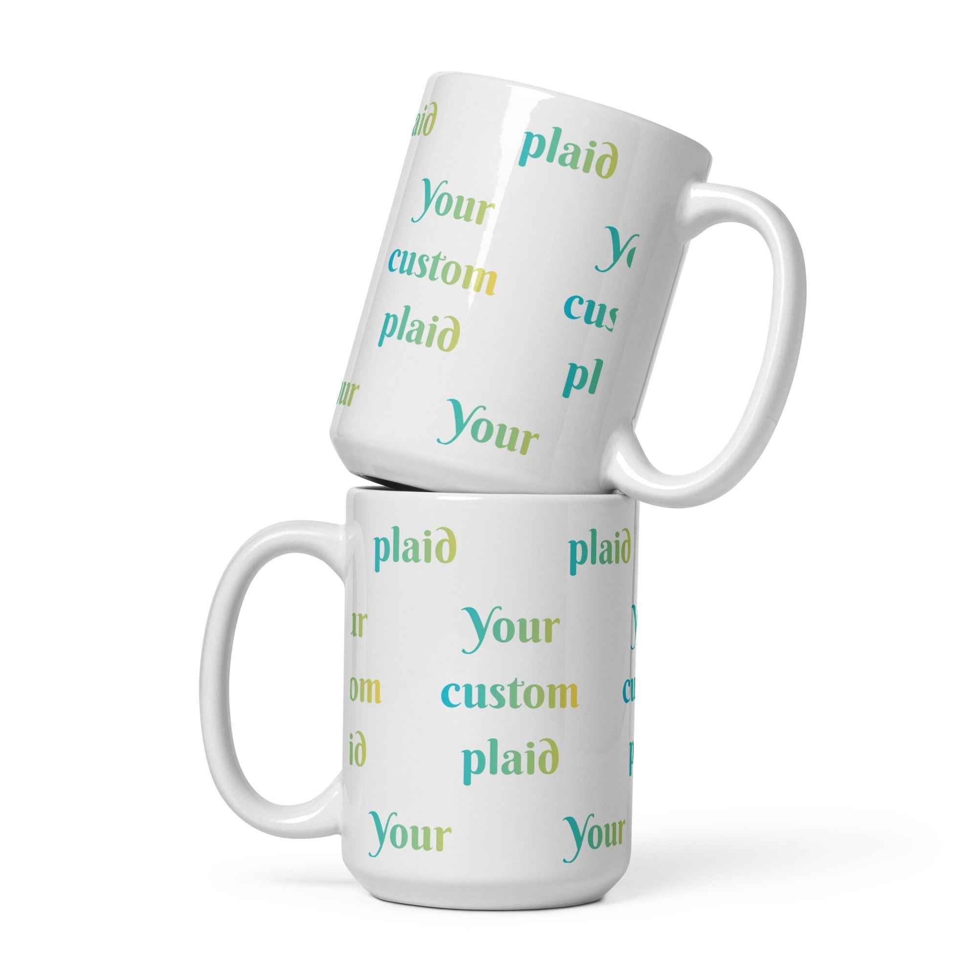Ceramic Mug Your Own Birthday Plaid 15 oz - Scottish Squares