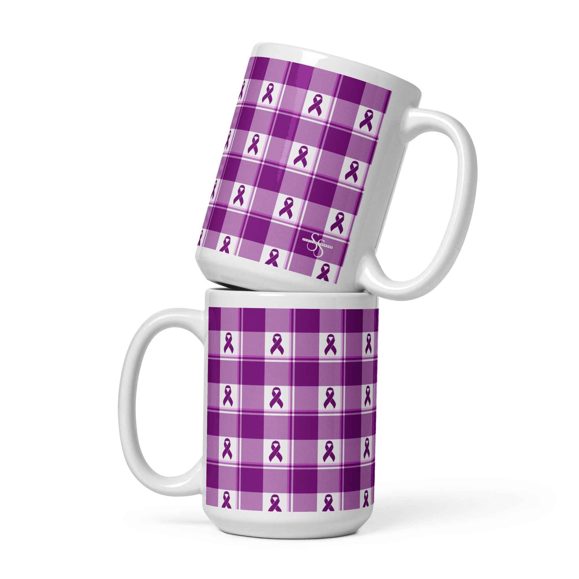 Ceramic Mug Pancreatic Cancer Awareness Plaid 15 oz - Scottish Squares