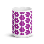 Ceramic Mug Flower Shape Plaid Pink Purple