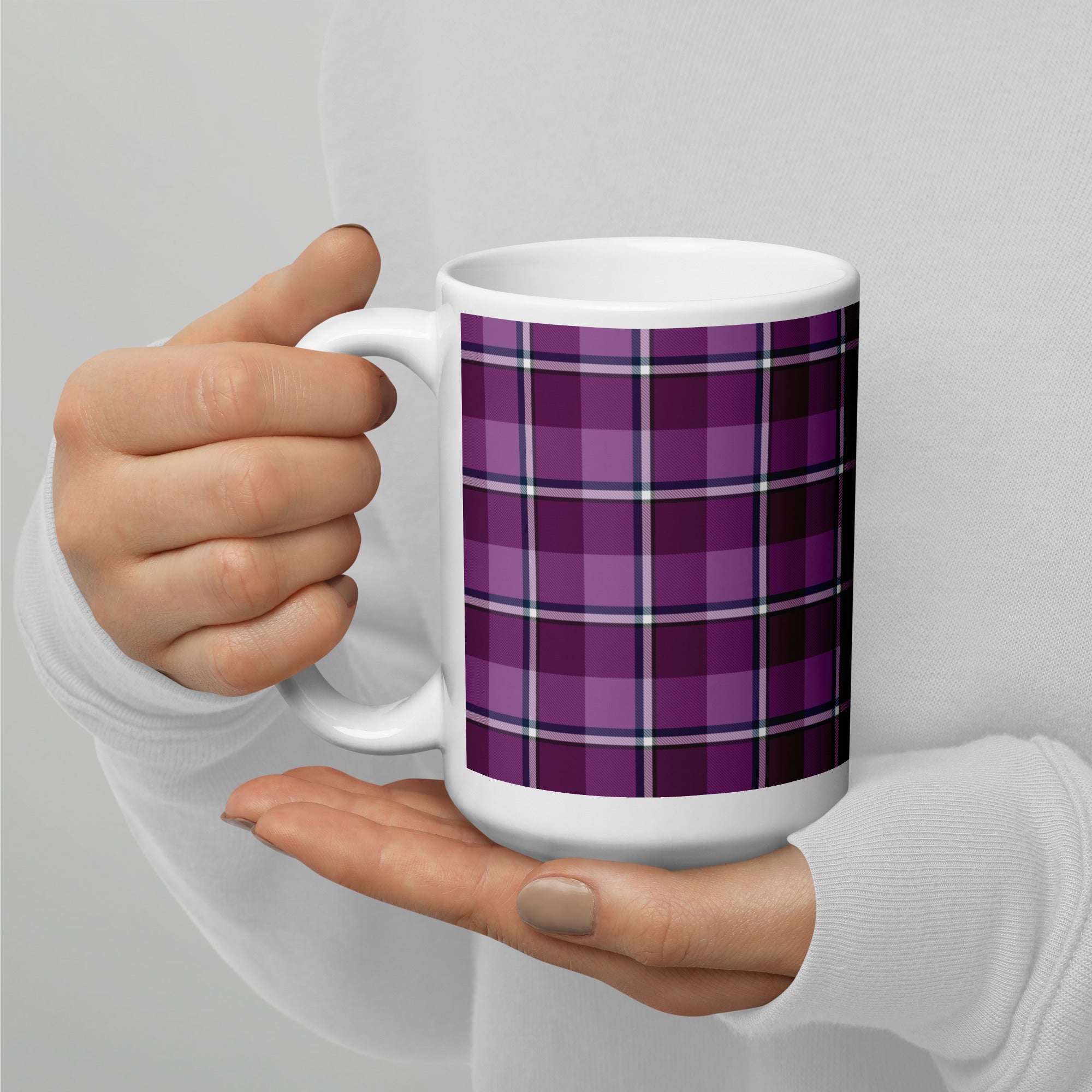 Purple and Trendy Pink Plaid Ceramic Mug - Scottish Squares