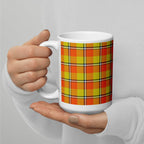 Blaze Orange and Bird Flower Plaid Ceramic Mug - Scottish Squares