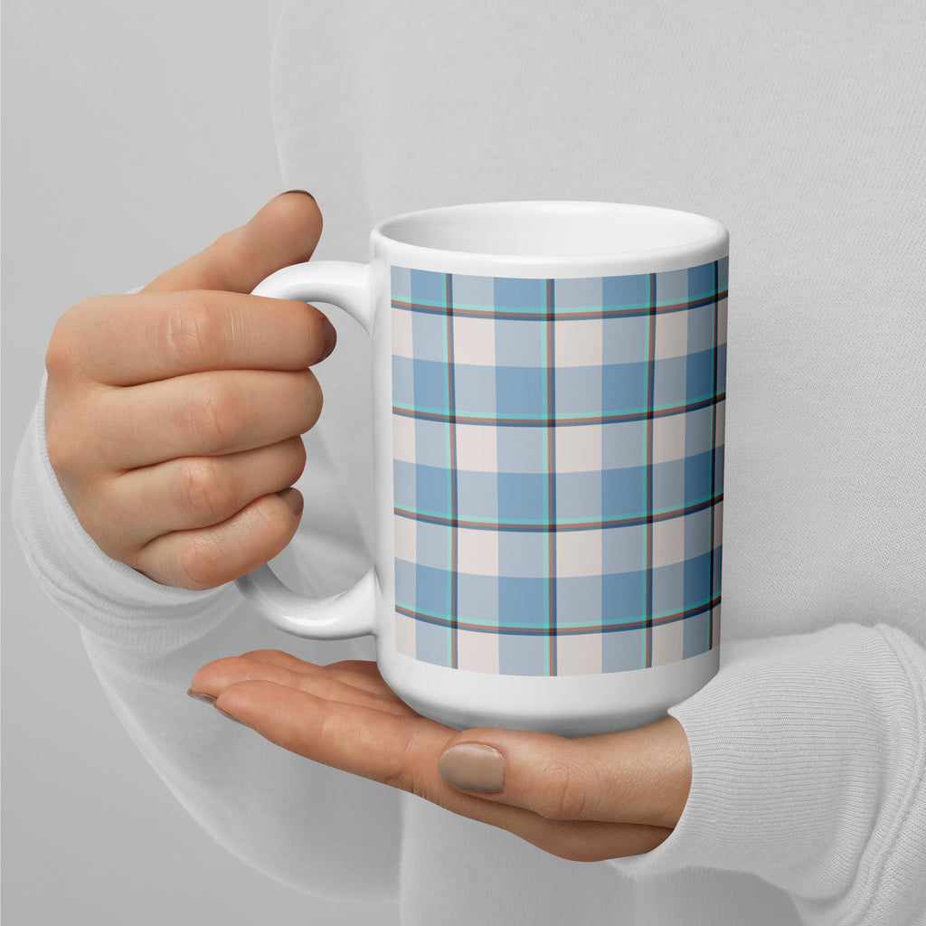 Pink Cloud and Blue Lagoon Plaid Ceramic Mug - Scottish Squares