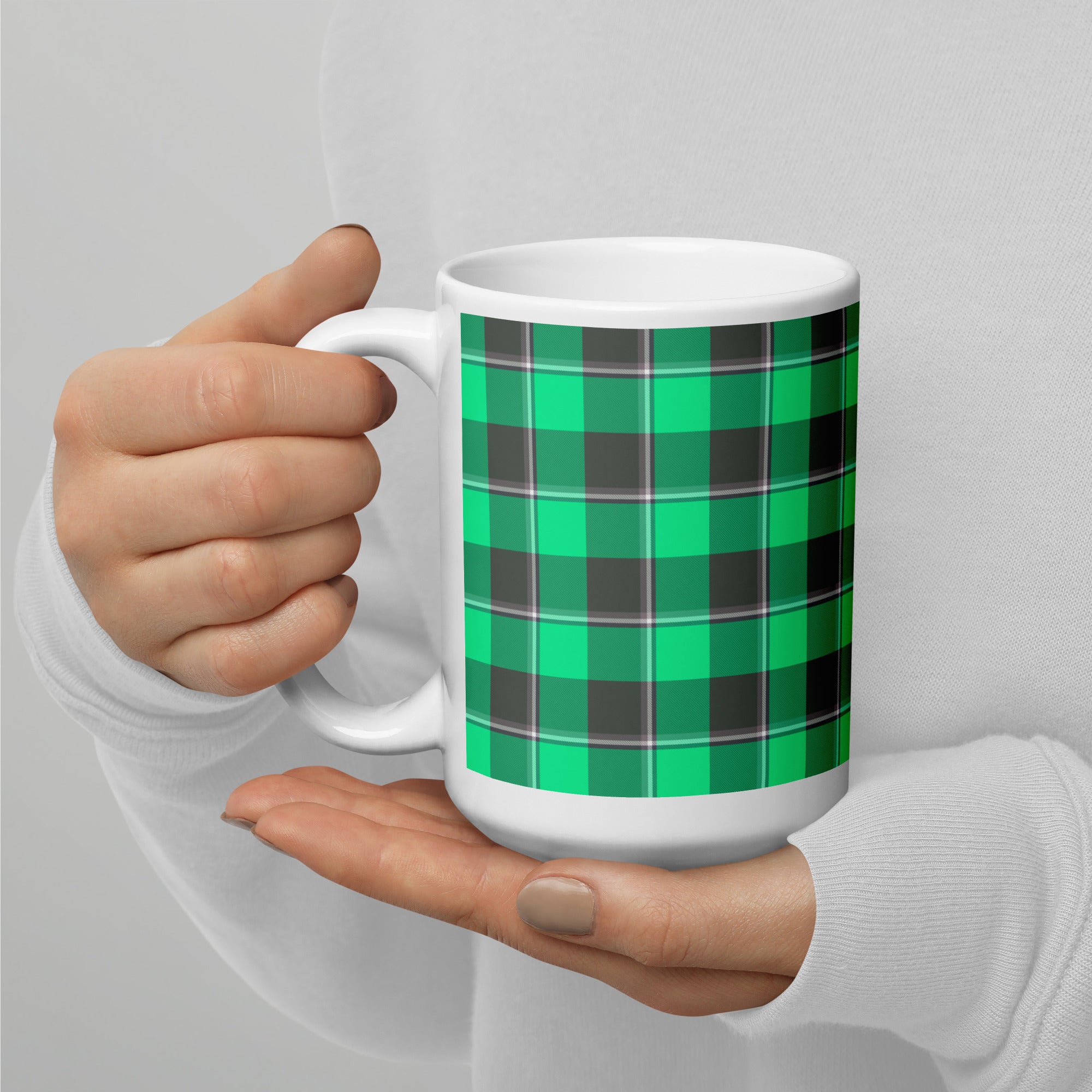 Spring Green and Finlandia Plaid Ceramic Mug - Scottish Squares