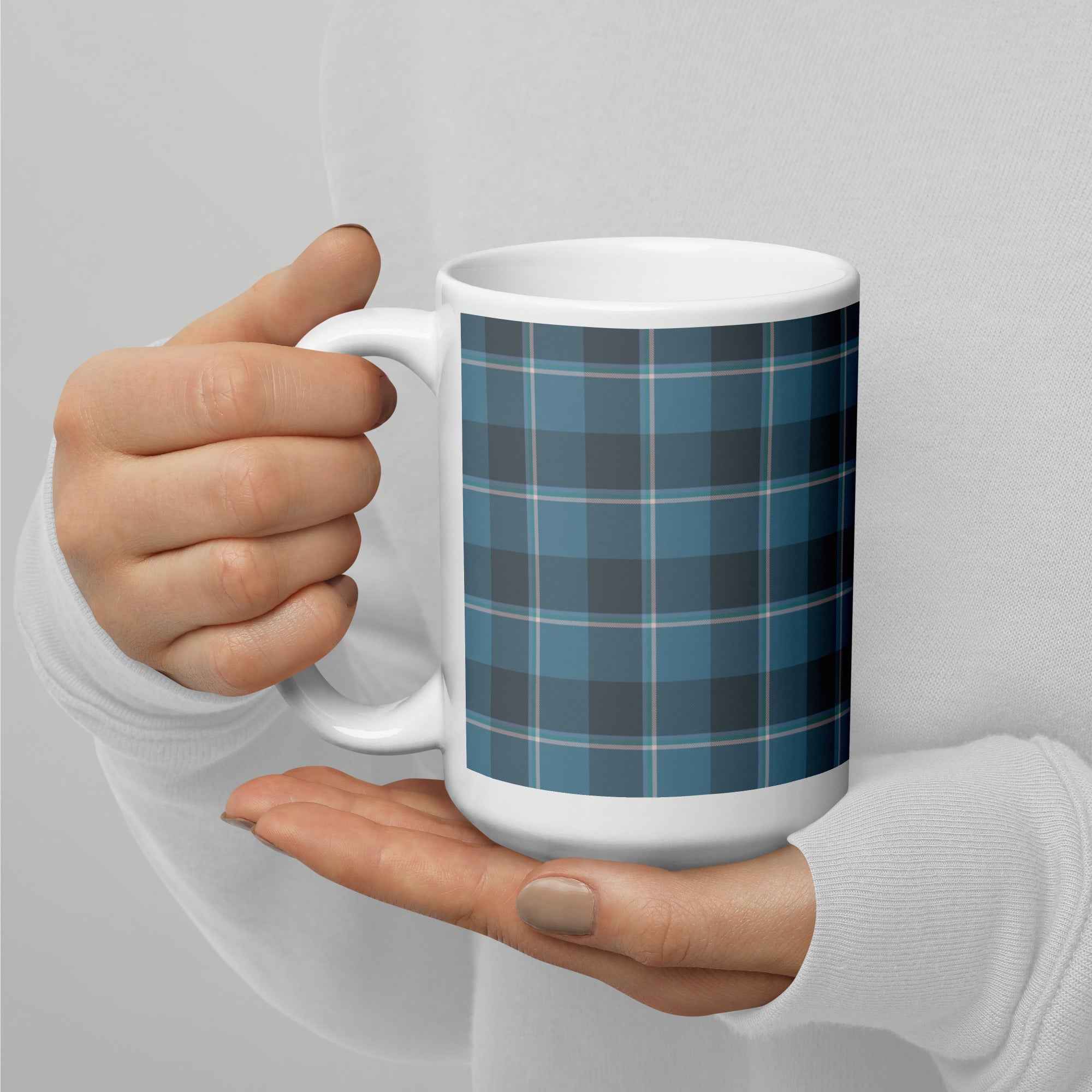 Hoki and Shuttle Gray Plaid Ceramic Mug - Scottish Squares