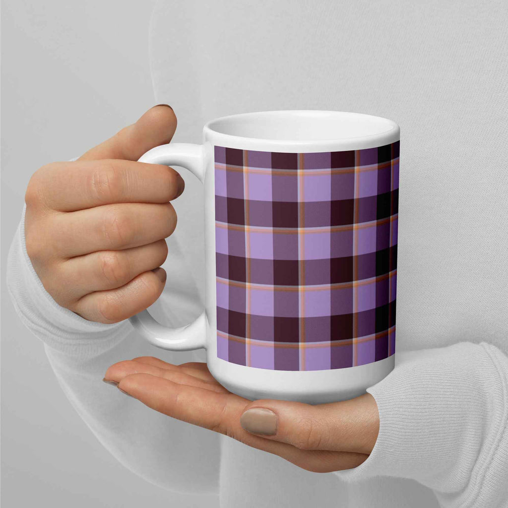Light Wisteria and Livid Brown Plaid Ceramic Mug - Scottish Squares