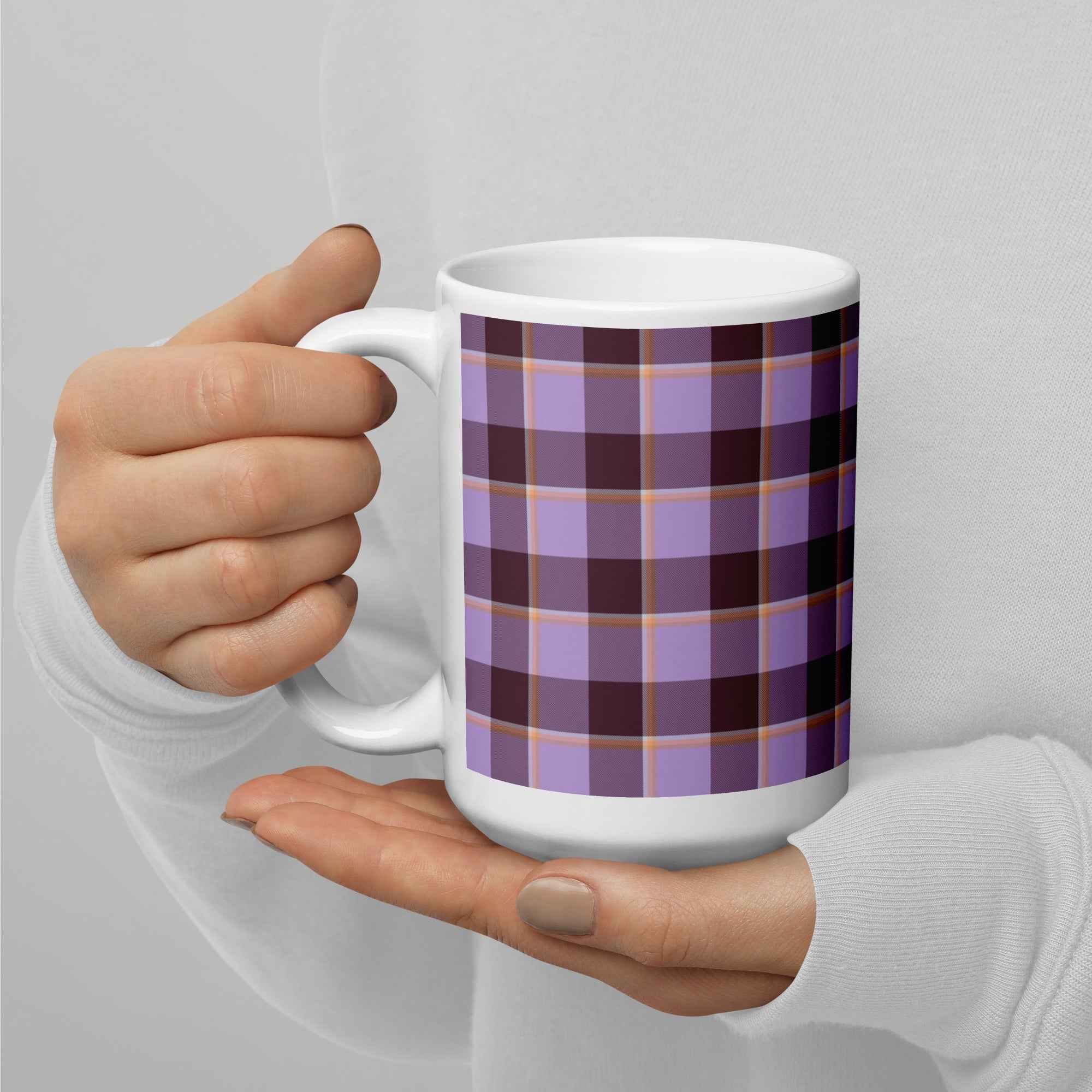 Light Wisteria and Livid Brown Plaid Ceramic Mug - Scottish Squares