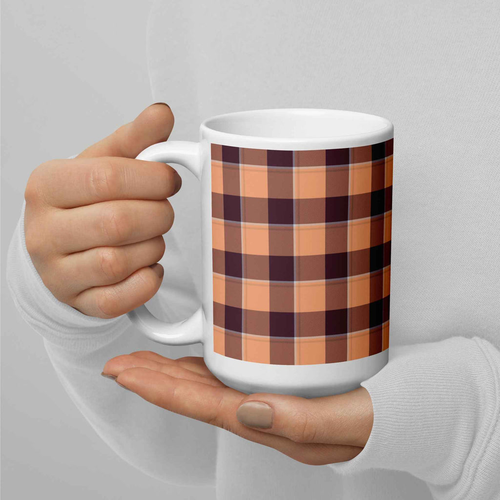 Hit Pink and Livid Brown Plaid Ceramic Mug - Scottish Squares