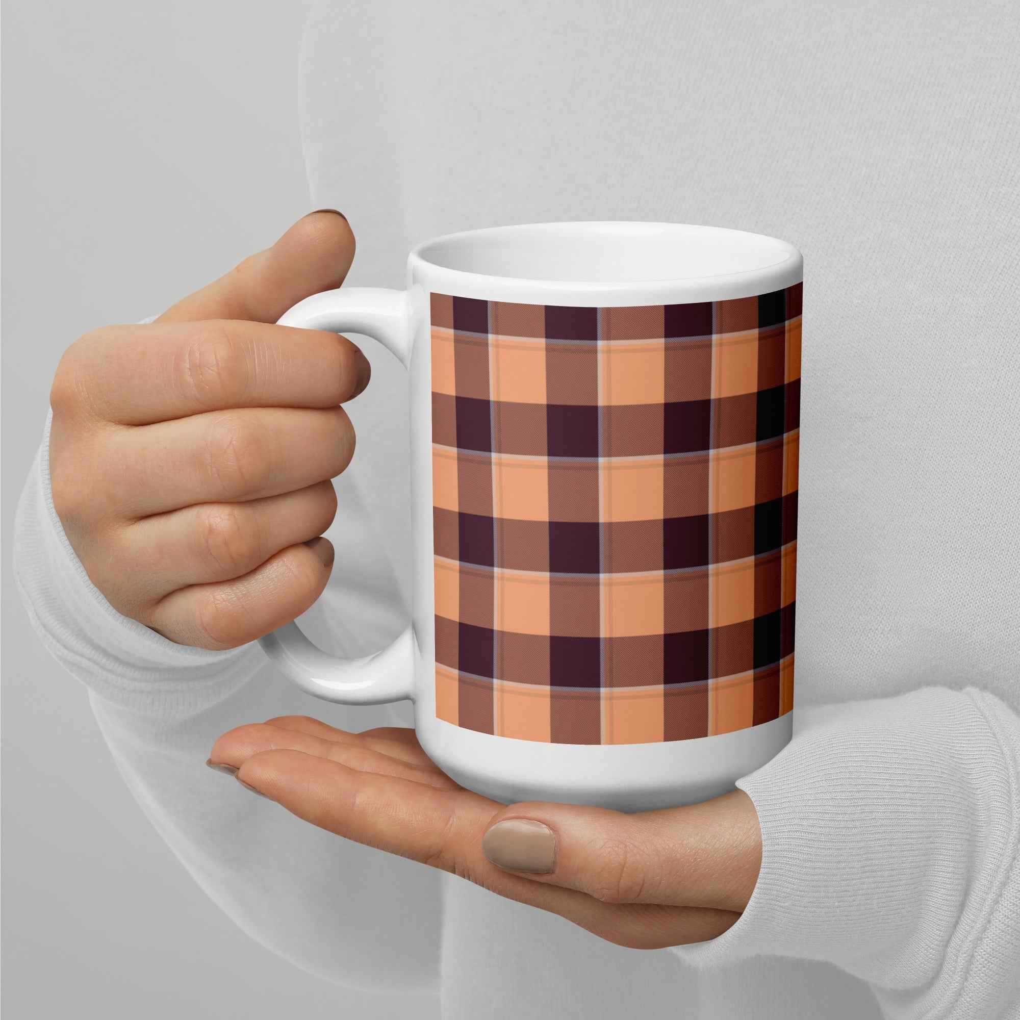 Hit Pink and Livid Brown Plaid Ceramic Mug - Scottish Squares