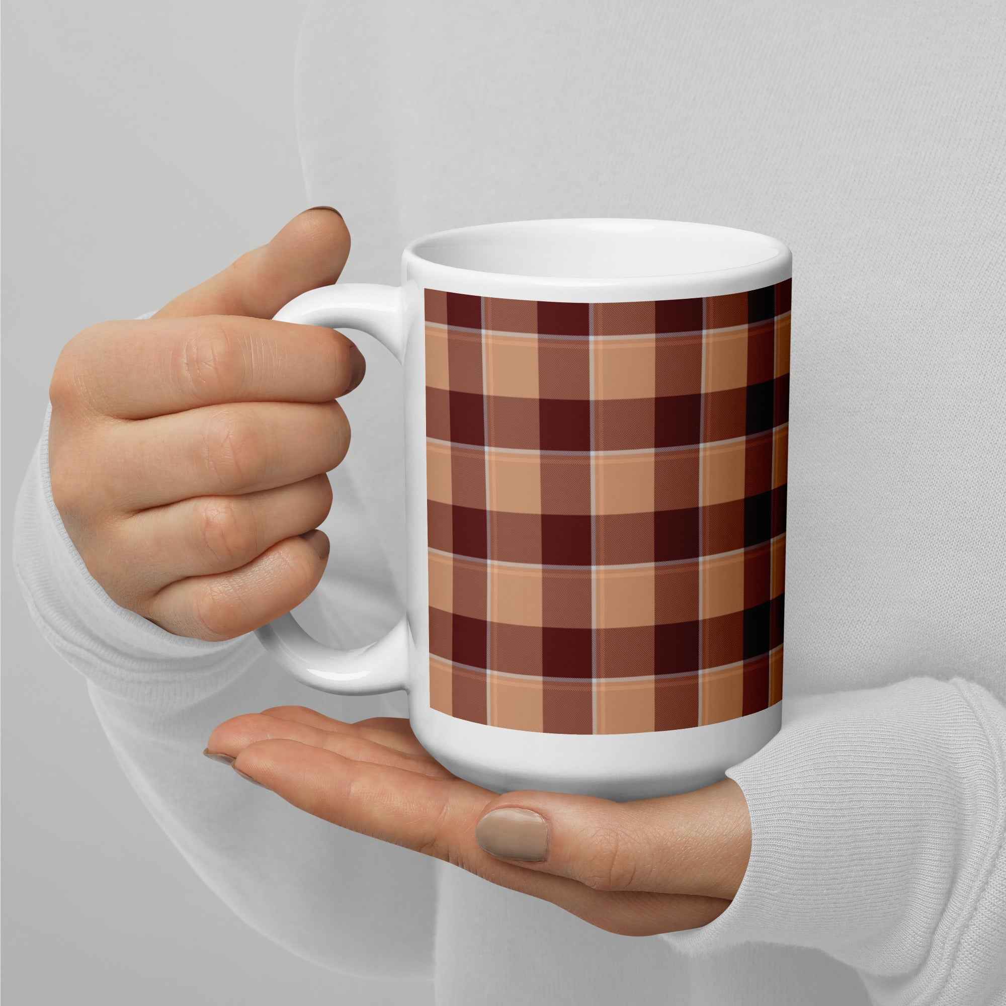 Whiskey and Livid Brown Plaid Ceramic Mug - Scottish Squares