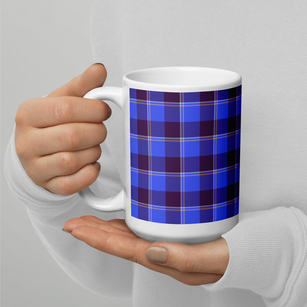 Cornflower Blue and Livid Brown Plaid Ceramic Mug - Scottish Squares