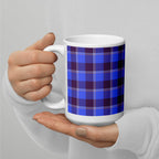 Cornflower Blue and Livid Brown Plaid Ceramic Mug - Scottish Squares