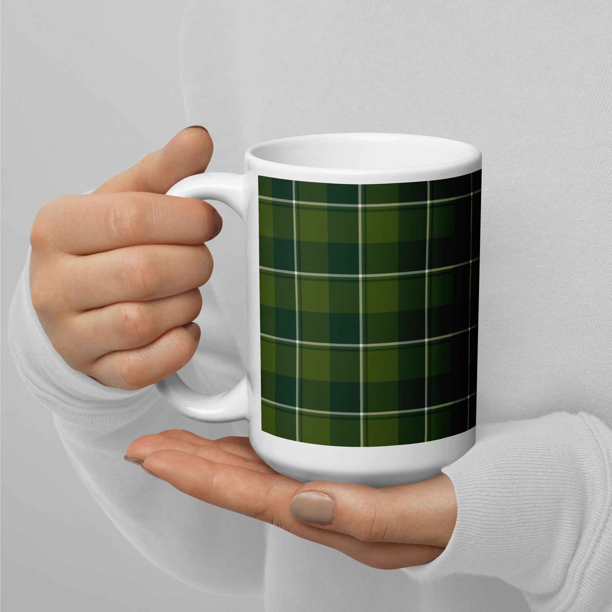 Woodland and Evergreen Plaid Ceramic Mug - Scottish Squares