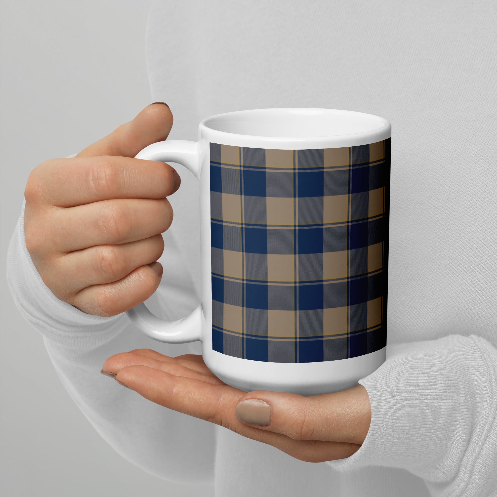 Cello and Donkey Brown Plaid Ceramic Mug - Scottish Squares