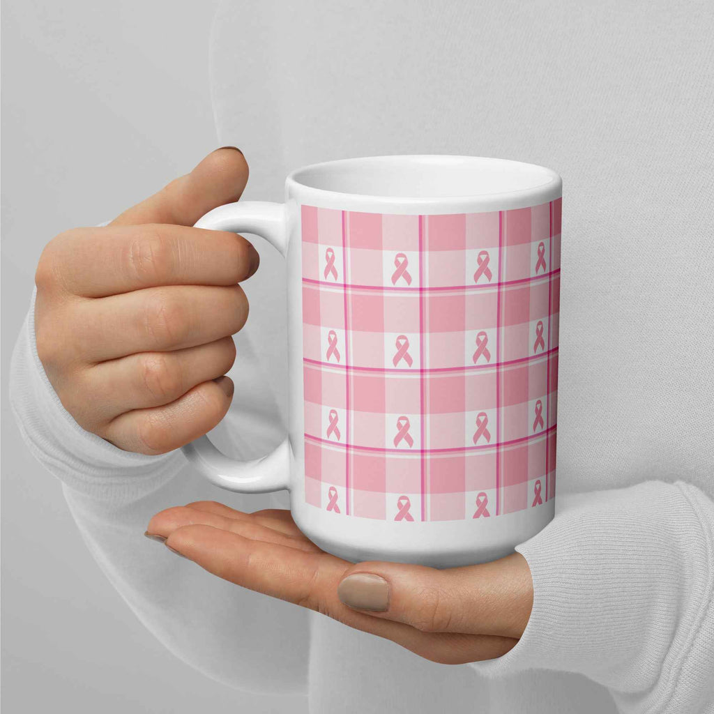 Ceramic Mug Breast Cancer Awareness Plaid - Scottish Squares