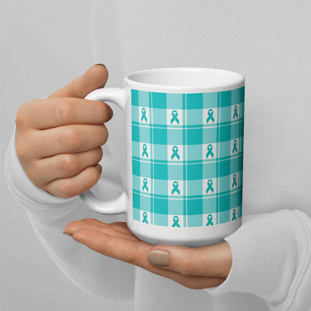 Ceramic Mug Ovarian Cancer Awareness Plaid - Scottish Squares
