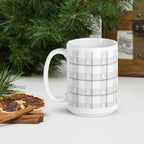 White Ceramic Mug Lung Cancer Awareness Plaid, White Ribbon, Supportive Gift - Scottish Squares