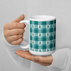 Ceramic Mug Cervical Cancer Awareness Plaid, Teal Ribbon, Supportive Gift - Scottish Squares