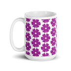 Ceramic Mug Flower Shape Plaid Pink Purple