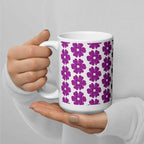 Ceramic Mug Flower Shape Plaid Pink Purple