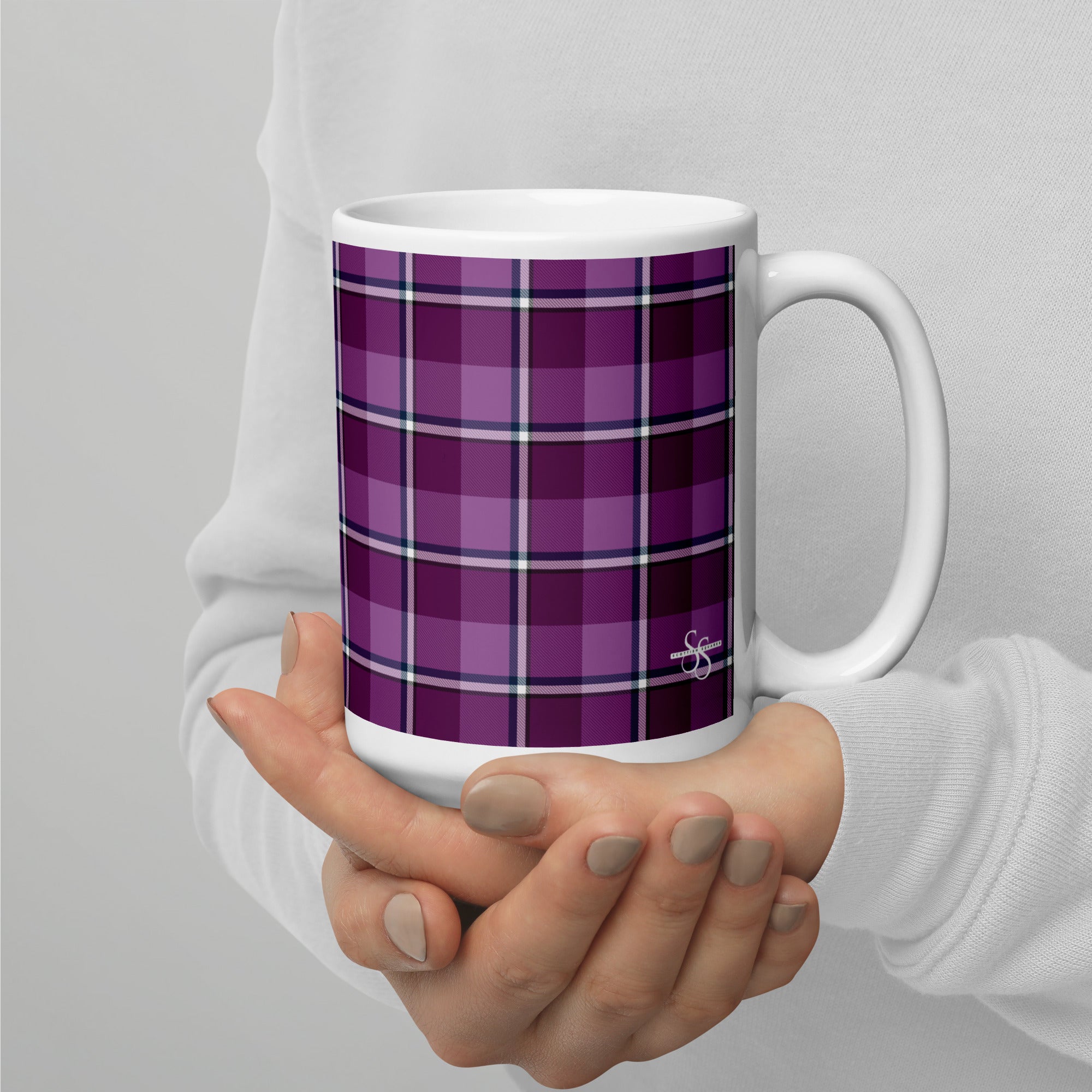 Purple and Trendy Pink Plaid Ceramic Mug - Scottish Squares