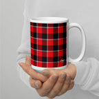 Red Ribbon and Heavy Metal Plaid Ceramic Mug - Scottish Squares