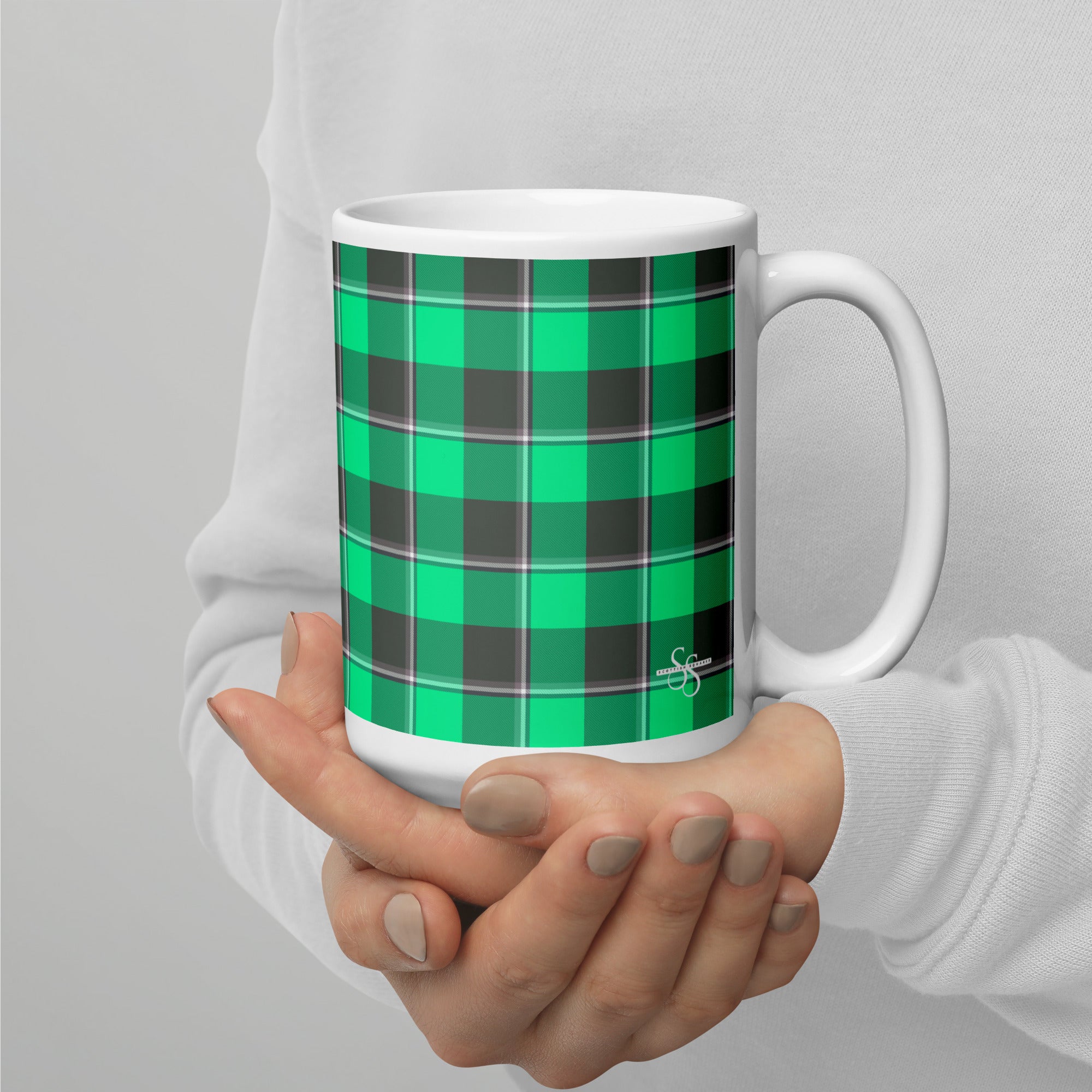 Spring Green and Finlandia Plaid Ceramic Mug - Scottish Squares