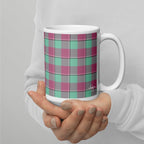 Vista Blue and Turkish Rose Plaid Ceramic Mug - Scottish Squares