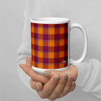 Tahiti Gold and Rose Bud Cherry Plaid Ceramic Mug - Scottish Squares