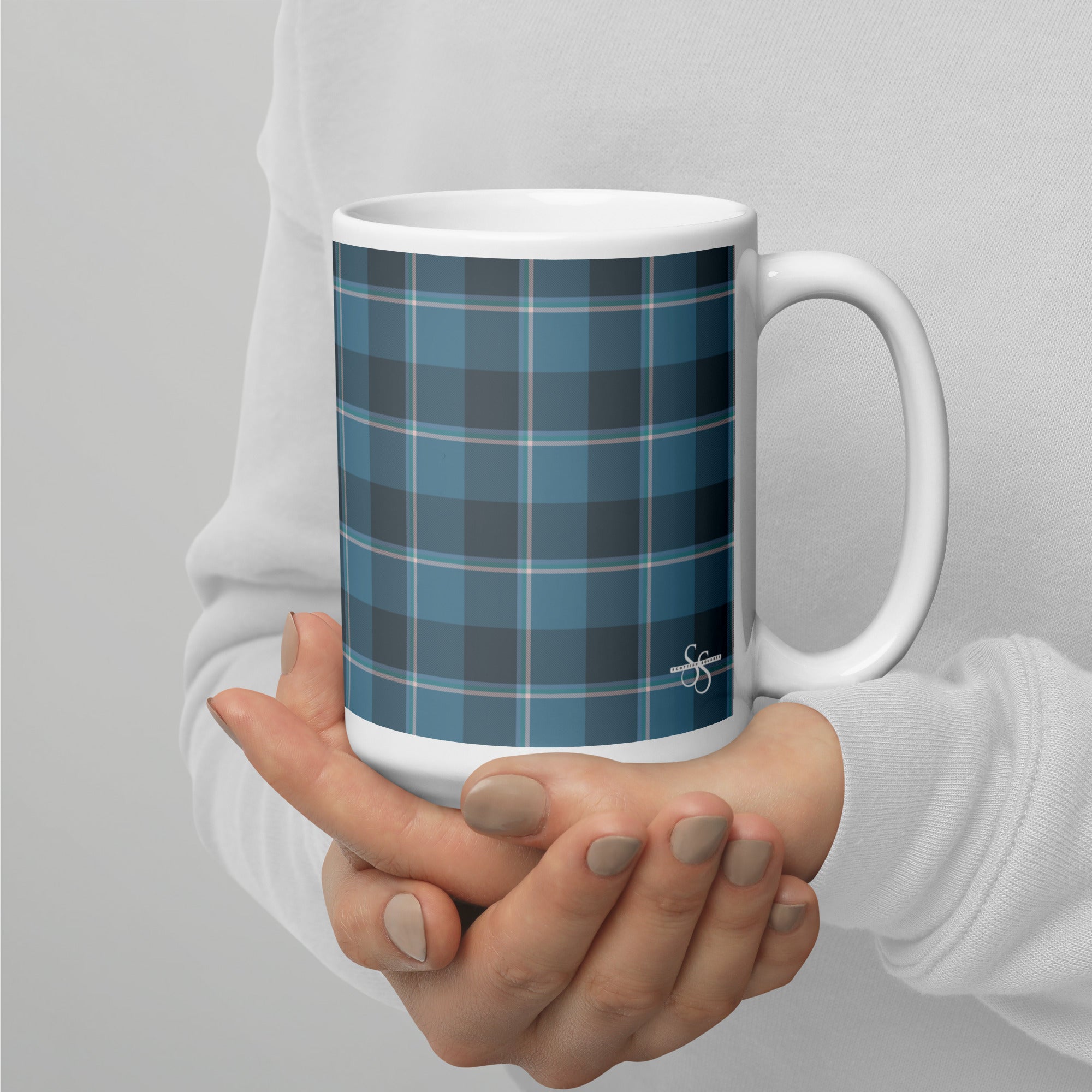 Hoki and Shuttle Gray Plaid Ceramic Mug - Scottish Squares