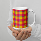 Corn and Razzmatazz Plaid Ceramic Mug - Scottish Squares