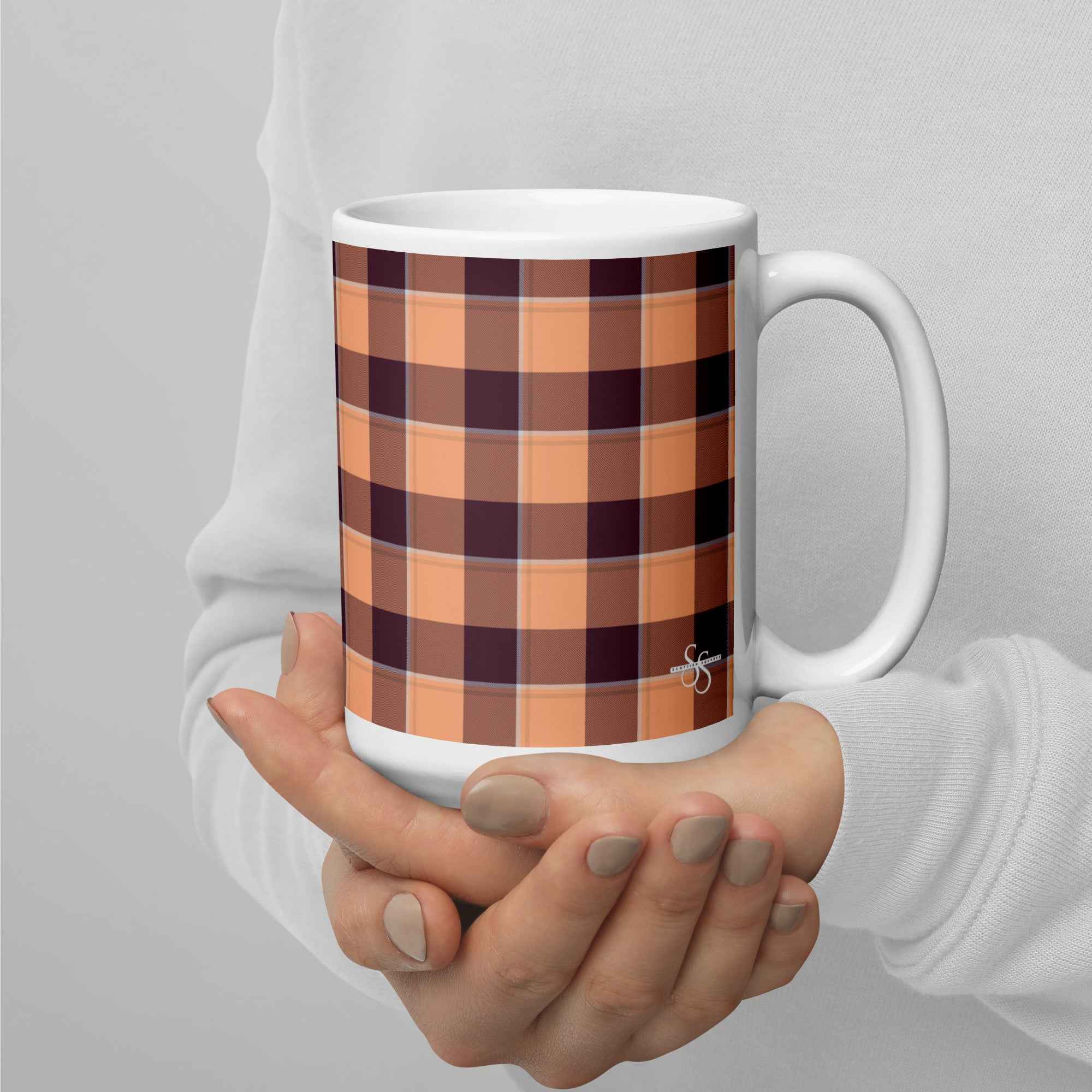 Hit Pink and Livid Brown Plaid Ceramic Mug - Scottish Squares