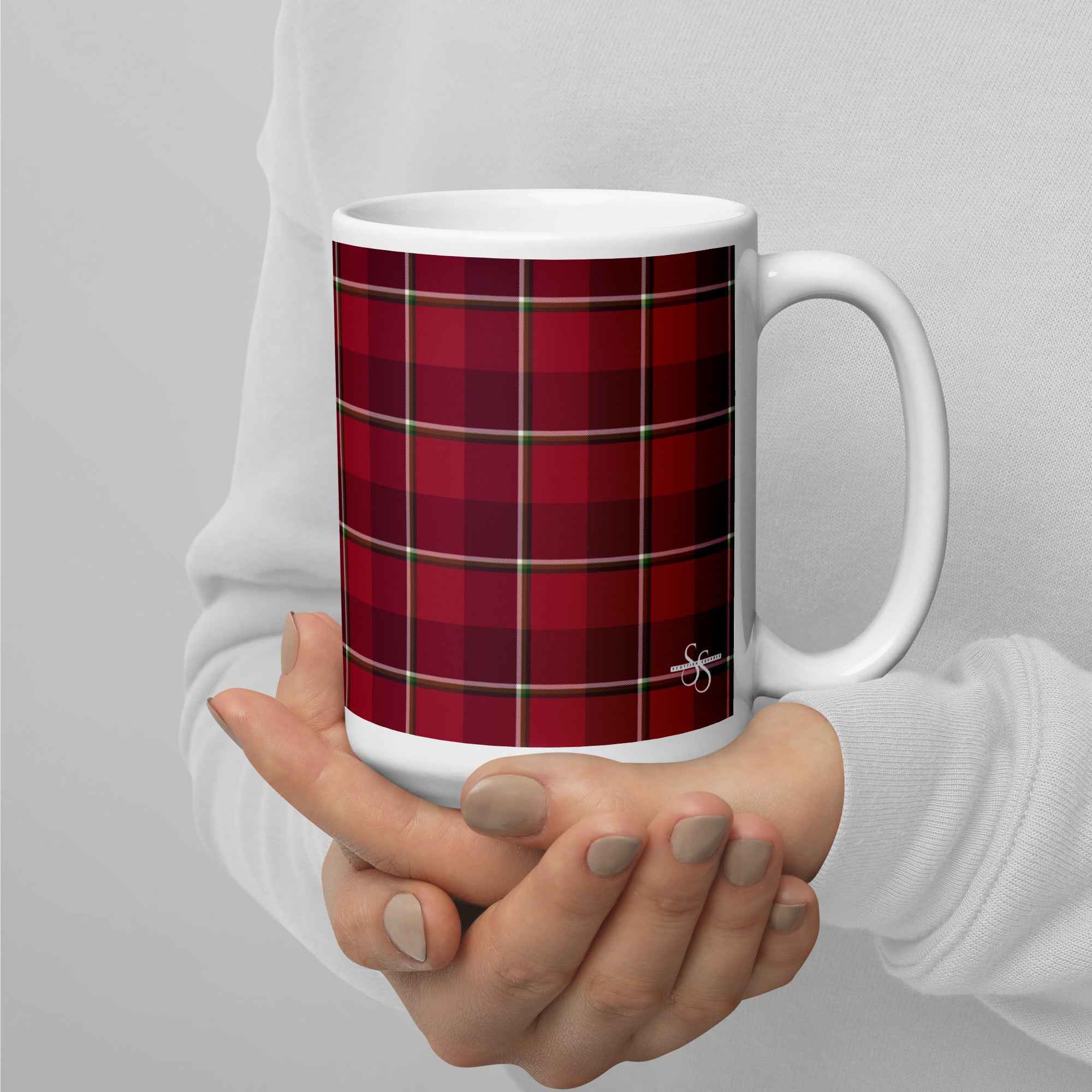 Old Brick and Cab Sav Plaid Ceramic Mug - Scottish Squares