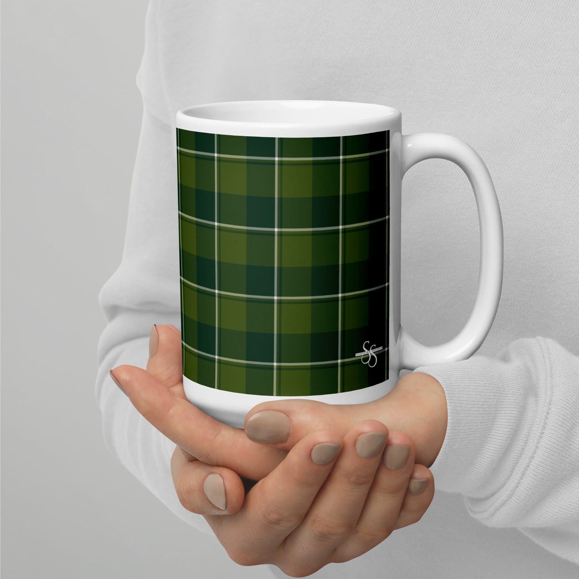 Woodland and Evergreen Plaid Ceramic Mug - Scottish Squares
