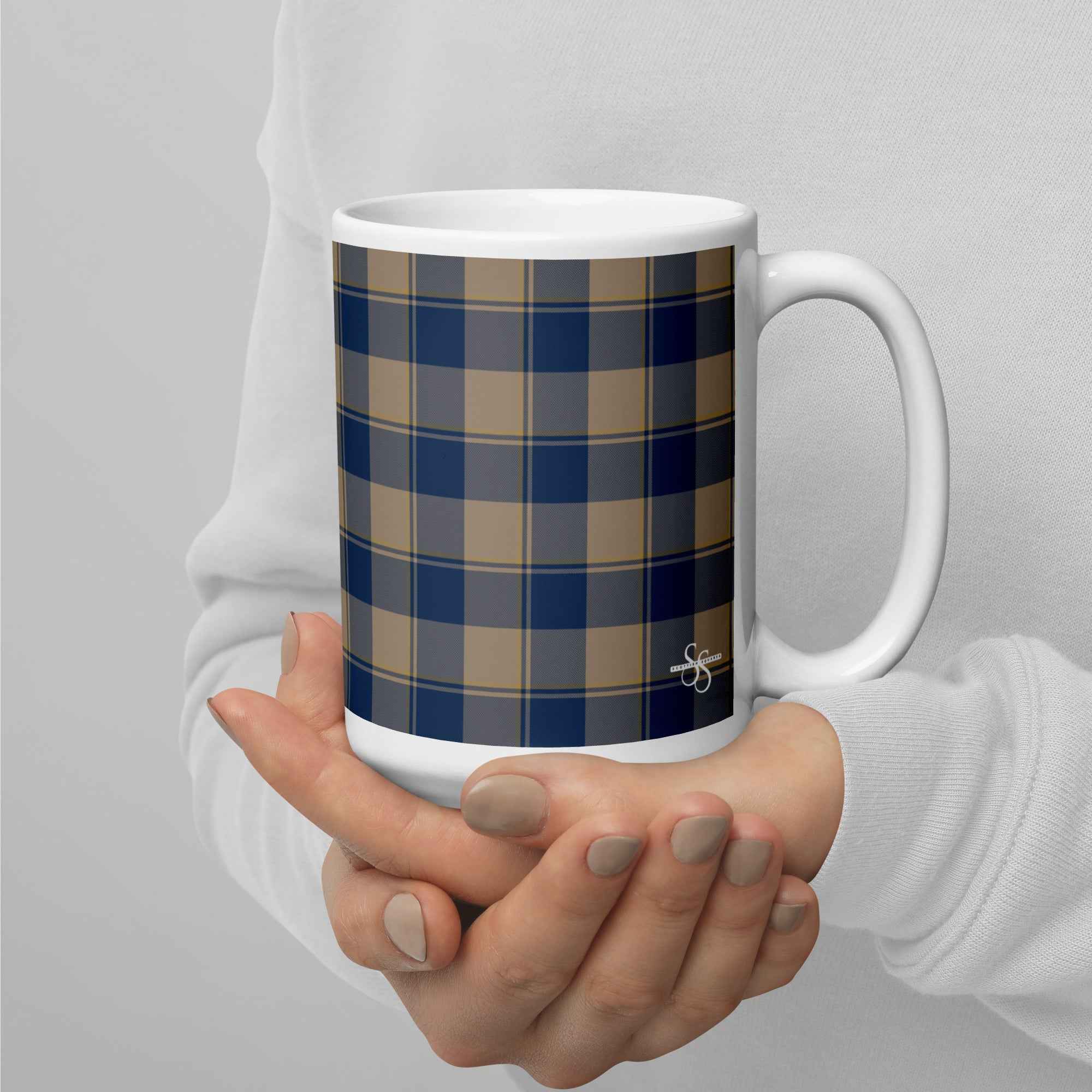 Cello and Donkey Brown Plaid Ceramic Mug - Scottish Squares