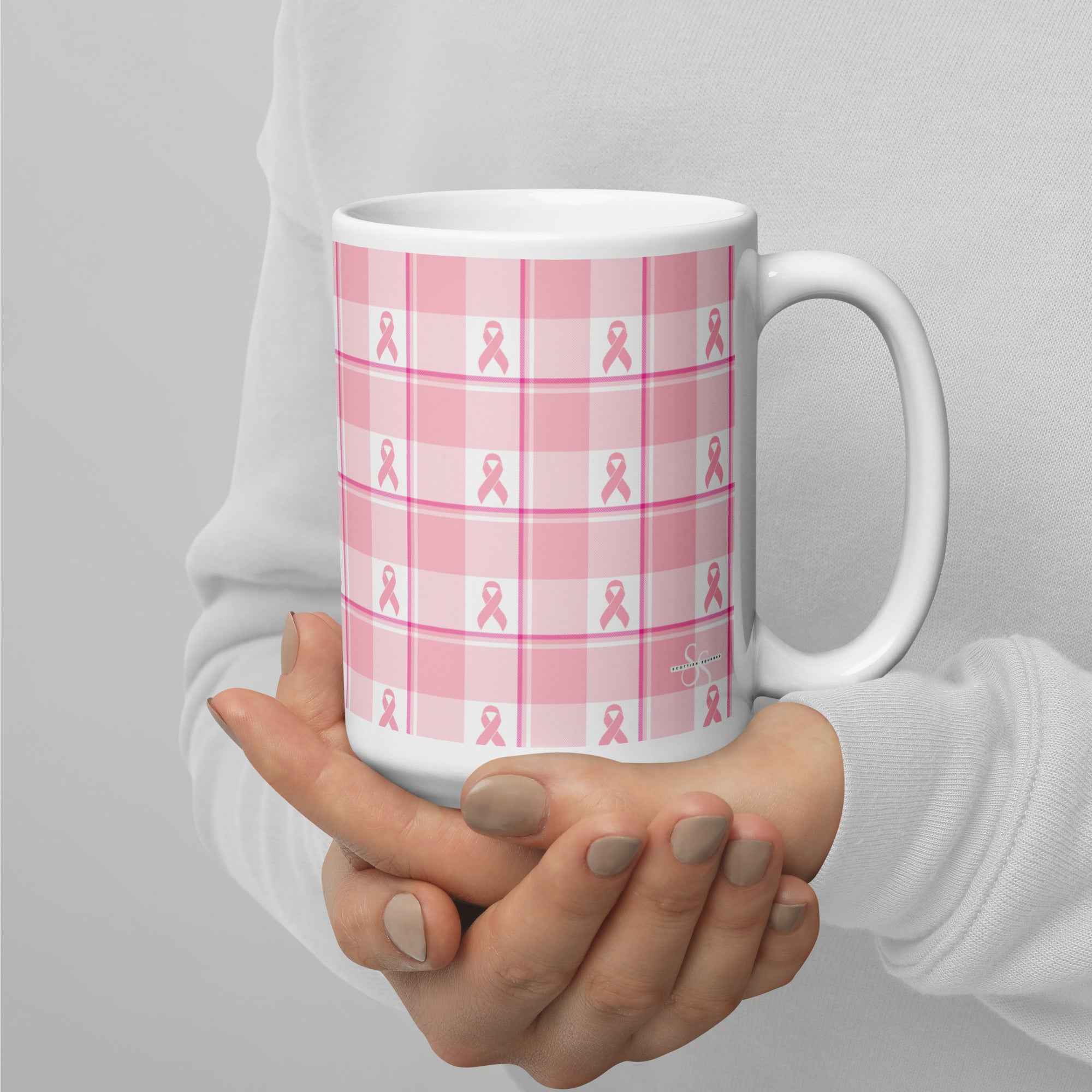 Ceramic Mug Breast Cancer Awareness Plaid - Scottish Squares