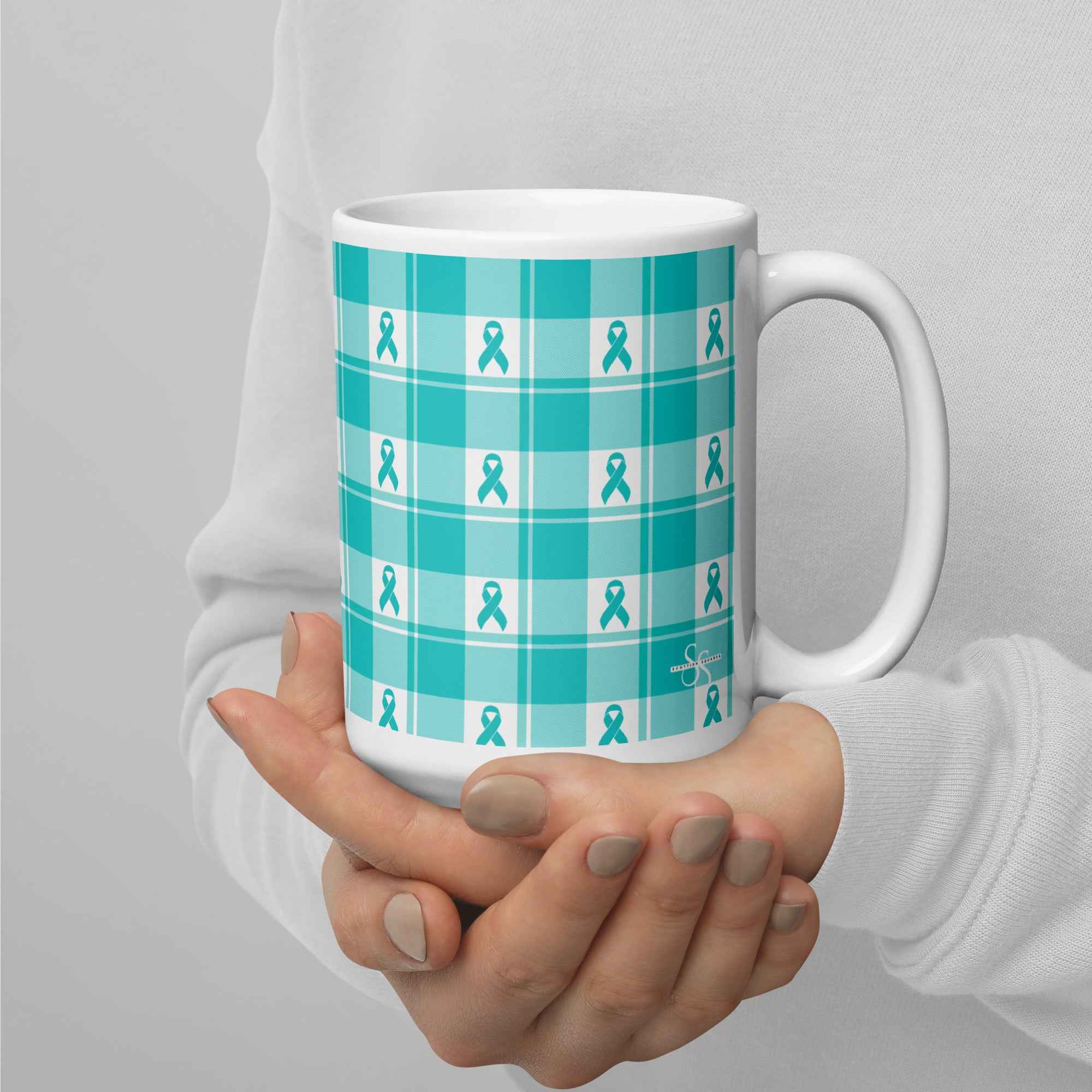 Ceramic Mug Ovarian Cancer Awareness Plaid - Scottish Squares