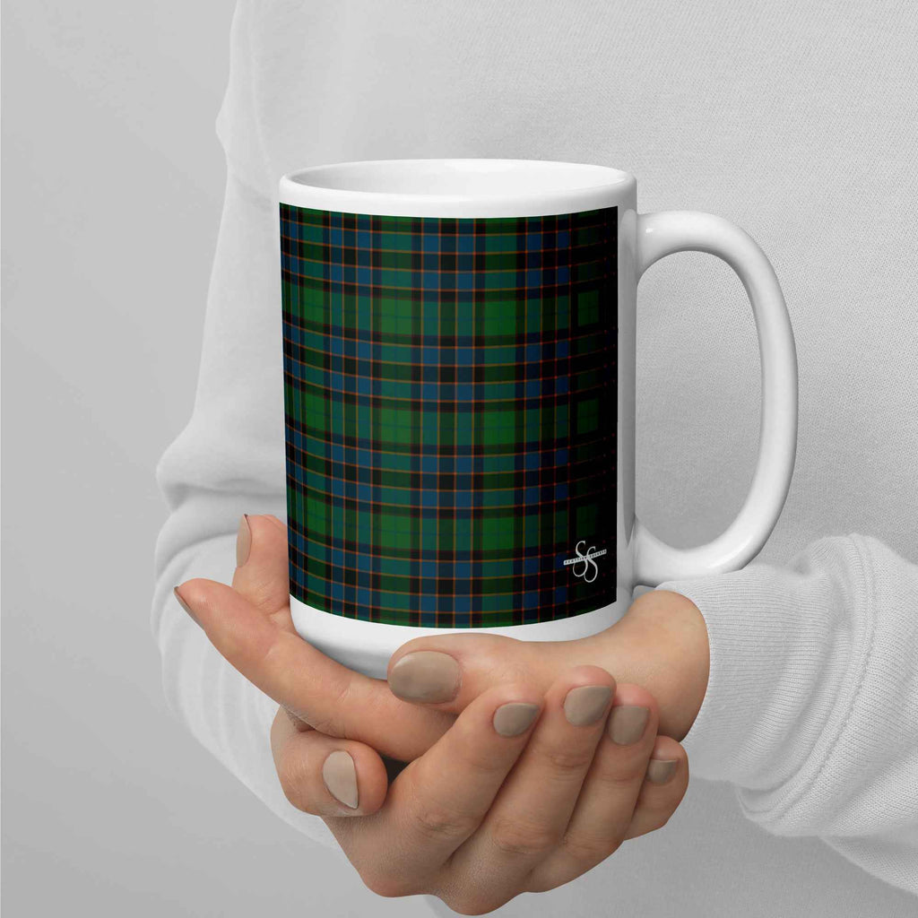 Ceramic Mug Green Blue Orange Plaid Tartan