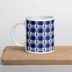Ceramic Mug Colorectal Cancer Awareness Plaid, Dark Blue Ribbon, Supportive Gift - Scottish Squares